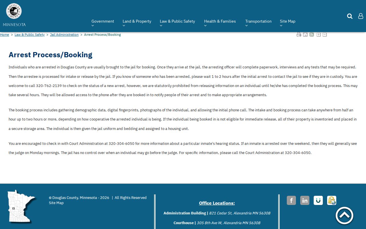 Douglas County arrest and booking information for recent booking records