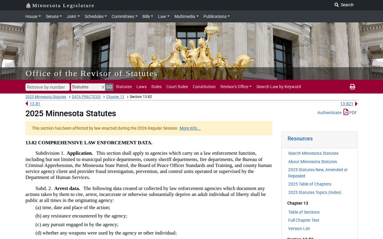 Douglas County booking-photo law and Minnesota public-record statute